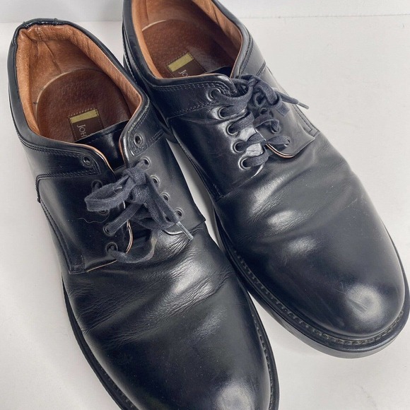 JOHNSTON & MURPHY size 10 M Men black leather lace up dress shoe loafer 2093212